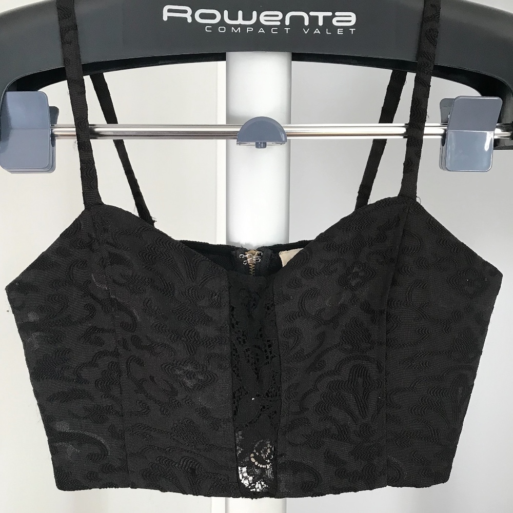 Embroidered lace crop top